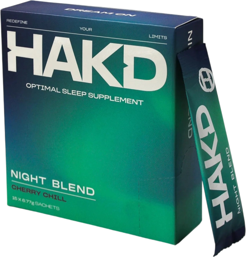 Night Blend Box with sachet leaning on the side