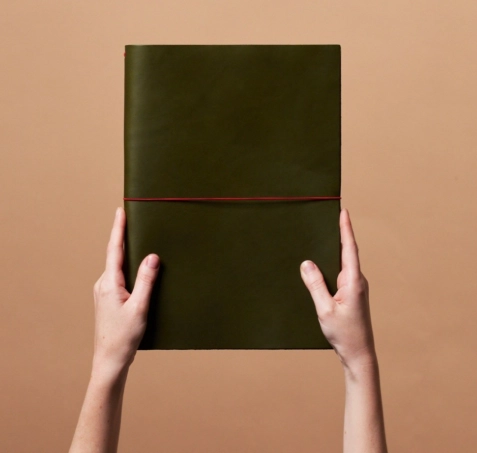 Personalised leather journal for evening journalling to reduce stress and improve sleep